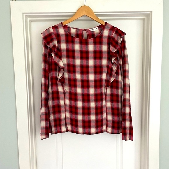 Beachlunchlounge Ruffle Plaid Top XL - Picture 1 of 6